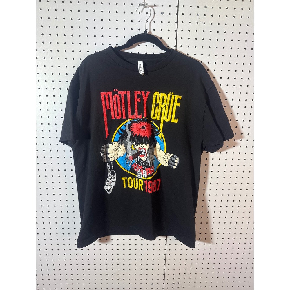 Motley Crue 1987 Tour Graphic T-Shirt Black Mens Large Heavy Metal Rock Tee
